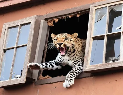 क्वारब   ​खिड़की तोड़ भीतर घुसा तेंदुआ और उठा ले गया अपना शिकार  दहशत
