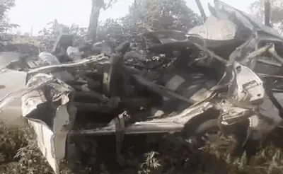 मुरादाबाद में कार खंभे से टकराई  देहरादून निवासी परिवार के चार लोगों की मौत
