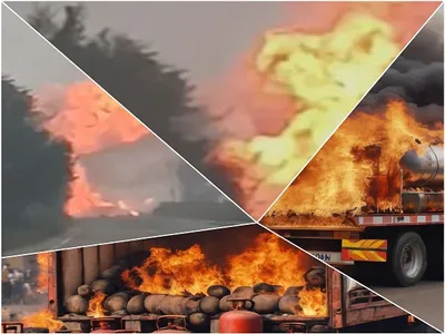 देखें video   घरेलू गैस सिलेंडरों से लदे ट्रक में भीषण आग  जबरदस्त विस्फोट