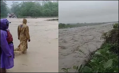 हल्द्वानी   चोरगलिया हल्द्वानी मोटर मार्ग बंद  उधर कोसी पूरे उफान पर