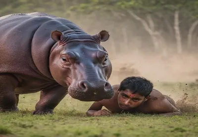 hippo attack   लखनऊ के चिड़ियाघर में हिप्पो के हमले में कर्मचारी की मौत