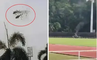 मलेशिया में 2 नेवी हेलिकॉप्टर हवा में टकराए  10 लोगों की मौत  video