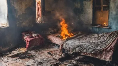 मोबाइल में ब्लास्ट  घर में लगी आग  04 बच्चों की दर्दनाक मौत  दंपत्ति गंभीर